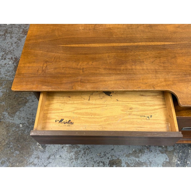 Hooker Furniture Mainline Collection Two-Tiered Walnut Desk, Vintage For Sale - Image 10 of 12