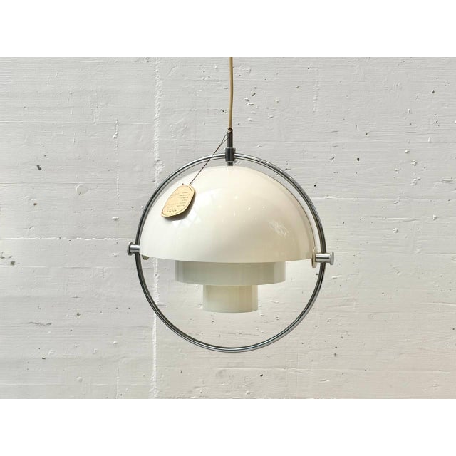 Pendant Lamp with Chrome Ring by Louis Weisdorf for Lyfa, Denmark, 1960s For Sale - Image 3 of 18