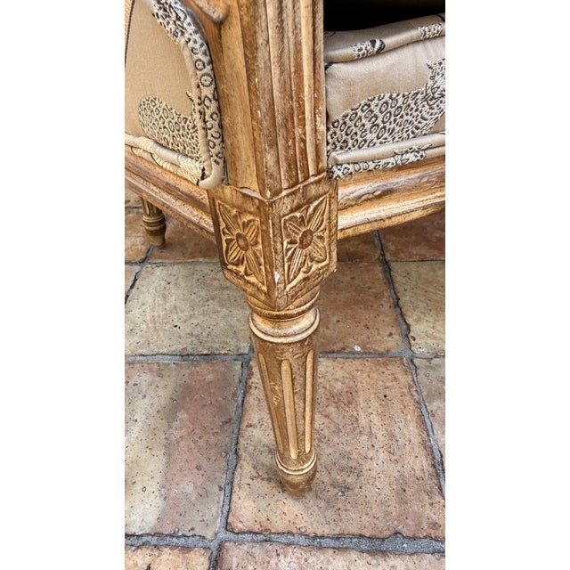 Wesley Hall Louis XVI Style Upholstered Bergère Chair For Sale - Image 12 of 14