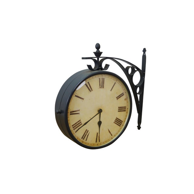 American Grand Central Station Double Sided Roman Numeral Railway Clock 15" For Sale - Image 3 of 14