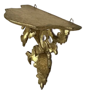 Italian Gold Gilt Carved Wood Wall Shelf by Franco Tacchi, Early 20th Century