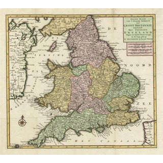 Antique Map of the South Part of Great Britain by Tirion, 1750 For Sale