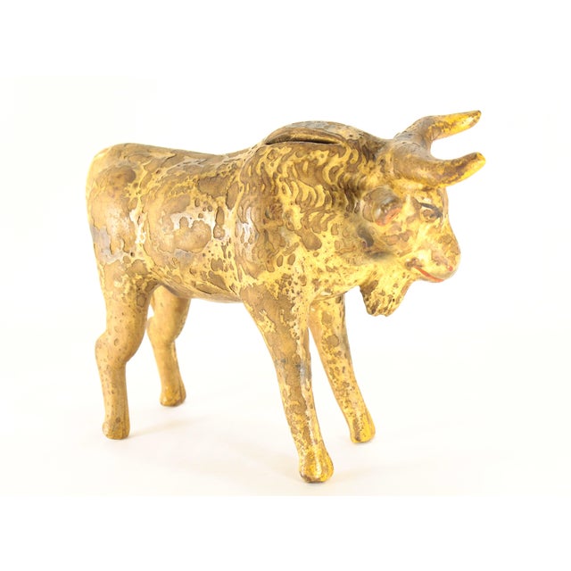 Early 20th C. Earthenware Pottery Bull Figurine Coin Bank, Mexico For Sale - Image 12 of 18