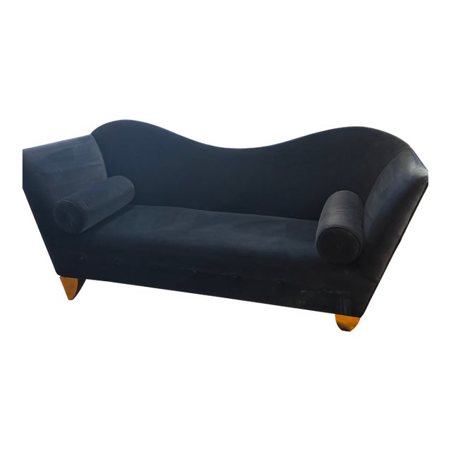 Unique Vintage Curvy High- Back Blue Velvet Sofa in Style of Bretz Gaudi For Sale