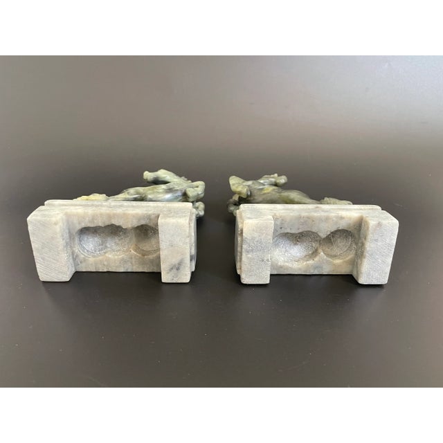 Stone Vintage Chinese Fine Carving Soapstone Running Horse Statues - a Pair For Sale - Image 7 of 12