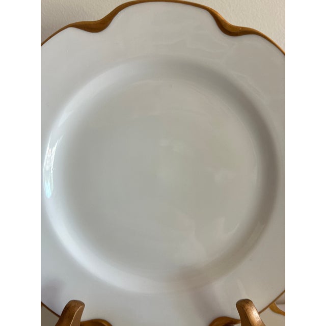 Ceramic Vintage Haviland & Co. Limoges Gold Scalloped Rim Salad Plates, Set of 10, France For Sale - Image 7 of 13