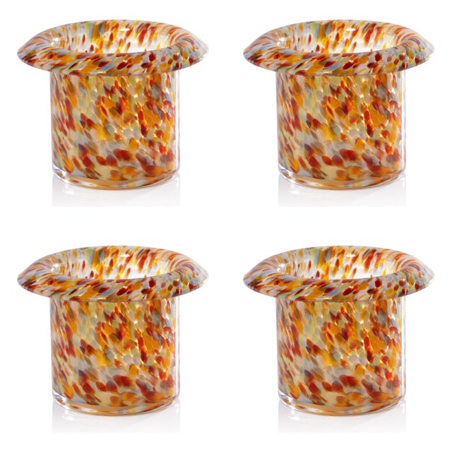 2020s Celia 4-Piece Opal Confetti Glass Candle Holder / Vase, Amber Tones For Sale - Image 5 of 5