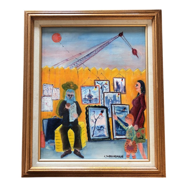 Original Vintage Modernist Painting “Art Hanging” For Sale