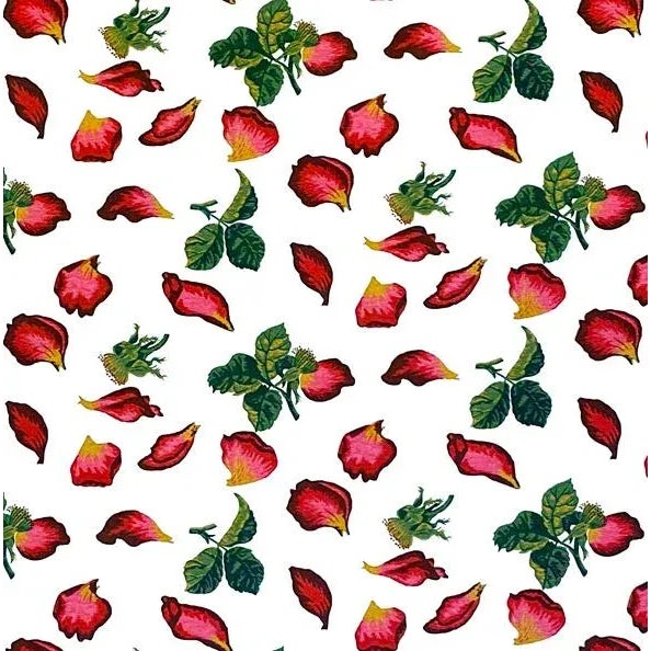 2010s Amore White & Red Flower Petals Fabric - by the Yard For Sale - Image 5 of 5