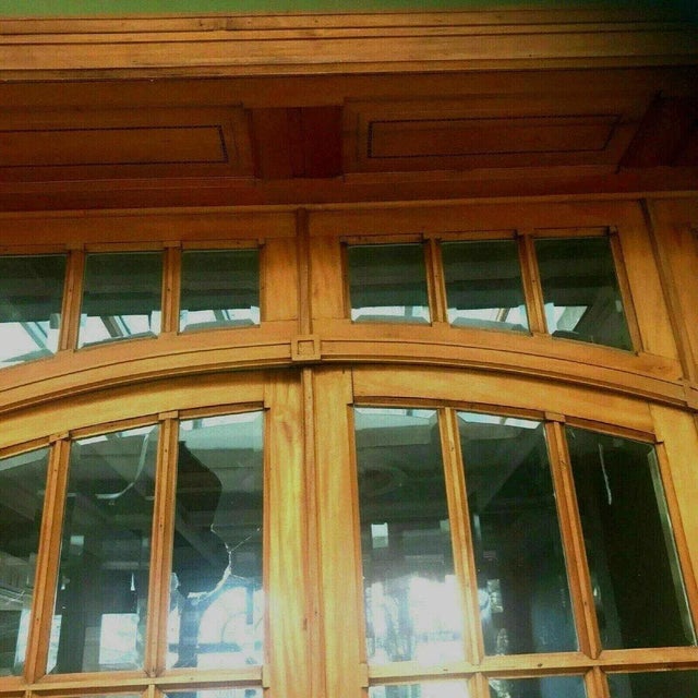 4-Leaf Partition Door with Transom in Wood and Beveled Glass, Set of 8 For Sale - Image 3 of 9