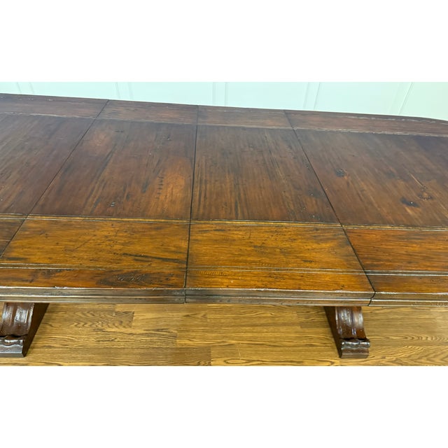 Large English Country Hand-Hewn Oak Tressel Table by Century For Sale In Atlanta - Image 6 of 18