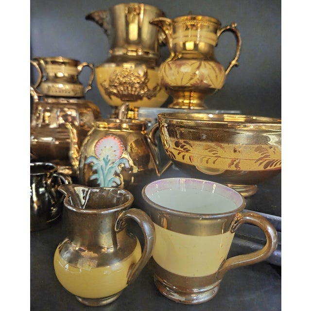 Mid 19th Century 19th Century Antique English Copper Lustreware Collection- 12 Piece Set For Sale - Image 5 of 18