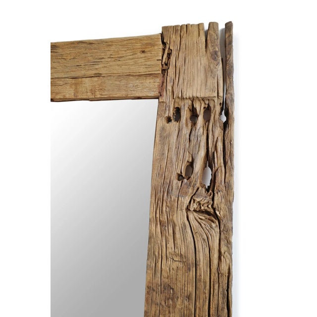Rustic Railroad Wood Mirror For Sale - Image 4 of 6