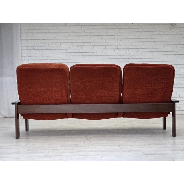 Danish 3-Seater Sofa in Red Velour and Oak, 1970s For Sale - Image 10 of 17