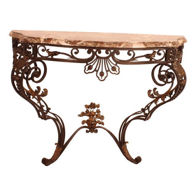 19th Century Louis XV Style Wrought Iron Console For Sale