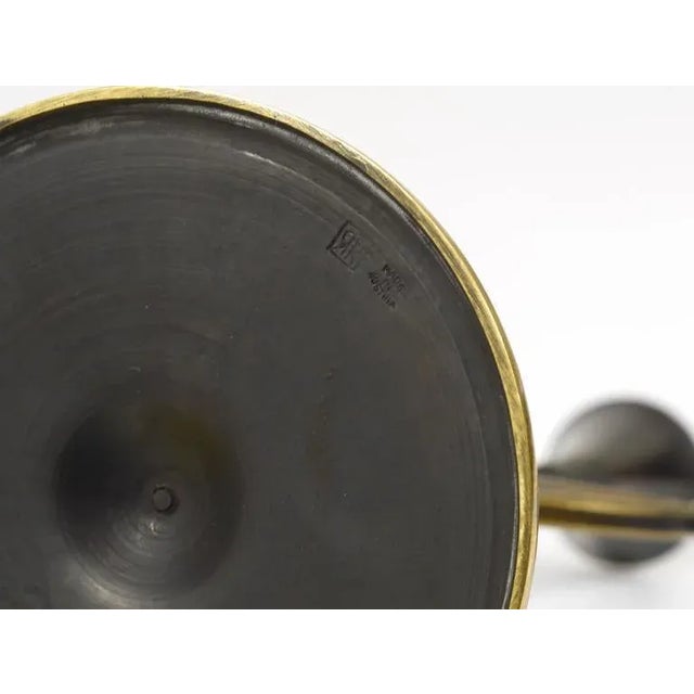 Austrian Brass Three-Arm Candleholder attributed to Richard Rohac, 1950s For Sale - Image 9 of 10