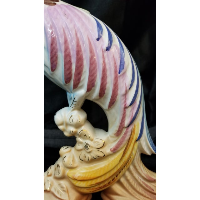 1990s Vintage MCM Hand Painted, Portuguese Pereiras Birds Pheasants Figurine-Set of 2 For Sale - Image 5 of 7