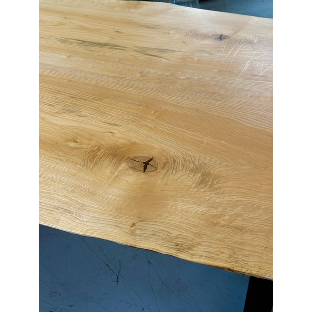 Beige Beautiful English Elm Live Edge Dining Table with Butterflies For Sale - Image 8 of 17