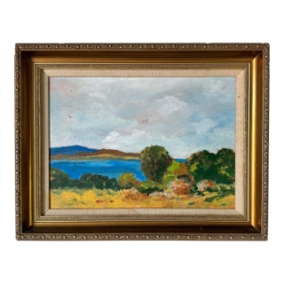 1990's Vintage Impressionist Abstract Landscape Oil on Board Painting by Gensi For Sale