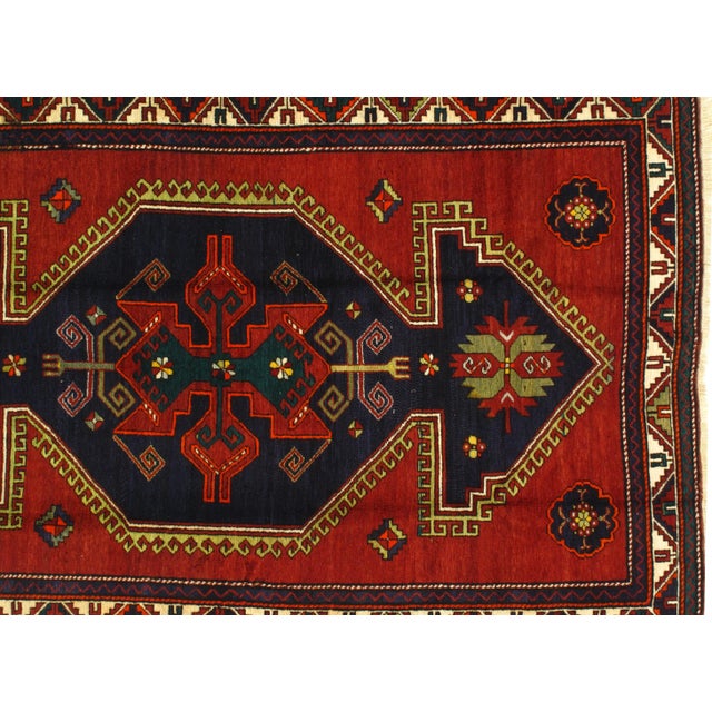 Late 19th Century Antique Russian Kazak Lambswool Rug - 5′ × 8′ For Sale - Image 4 of 5