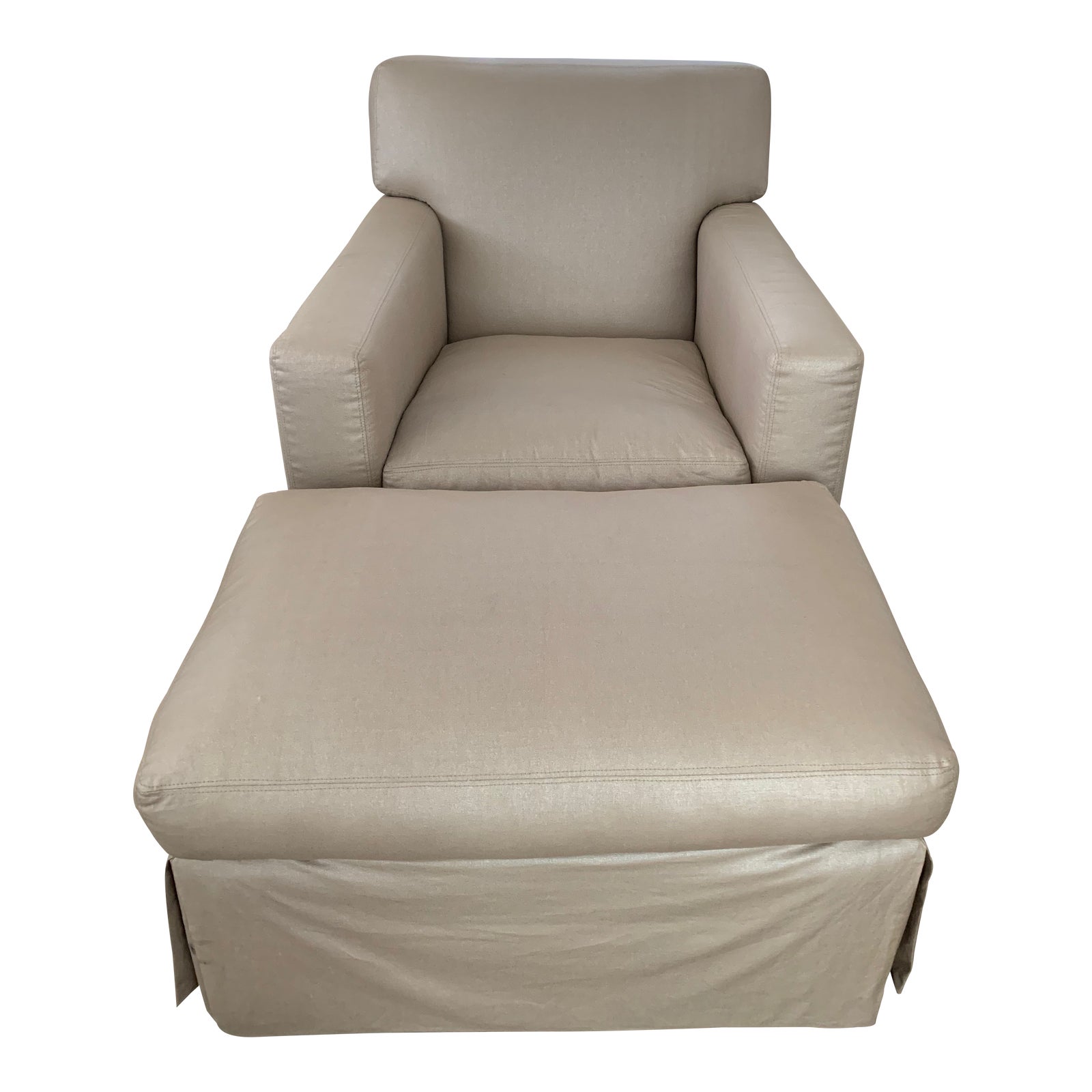 Gray Arm Chair & Ottoman in the Style of Jean Michel Frank Chairish