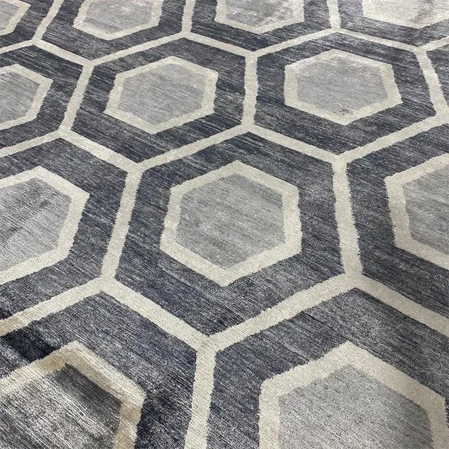 Gray Handwoven Modern Area Gray Area Rug 8'1" X 10'0" For Sale - Image 8 of 9