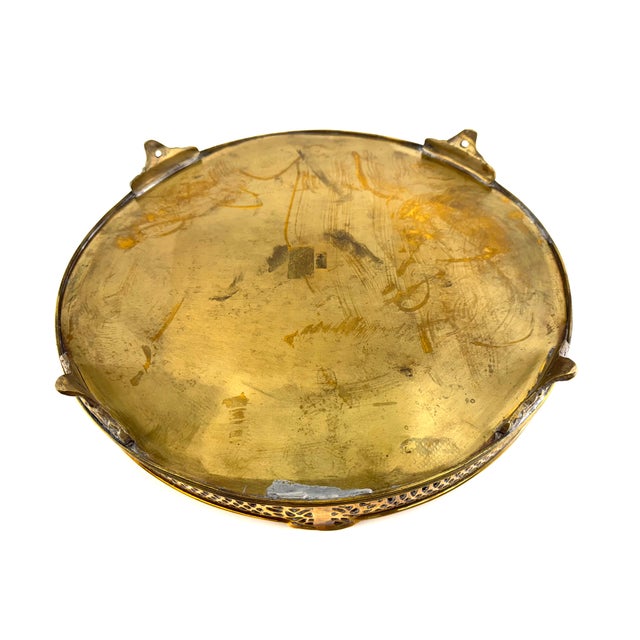 Brass French Gilt Brass Pierced Gallery Tray With Engraved Base, Late 19th Century For Sale - Image 8 of 8