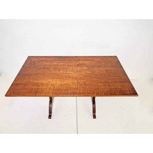 Vintage late 20th century studio craft Shaker dining table fashioned in tiger maple made the noted artisan Gary Adriance...