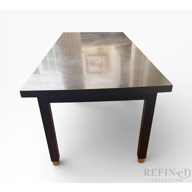 Wood 1960s Edward Wormley for Dunbar Laminate Top Coffee Table With Brass Sabots, 48” Mid-Century Modern For Sale - Image 7 of 16