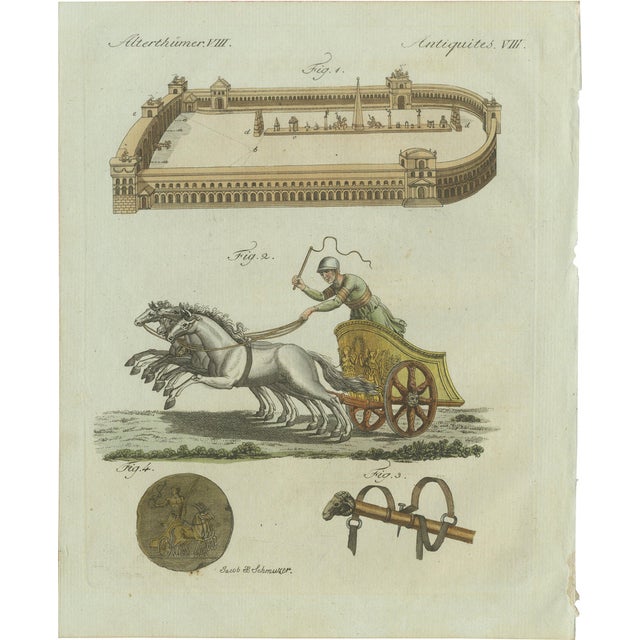 Bertuch, Roman Chariot Racing and Circus Maximus, 1800, Engraving For Sale