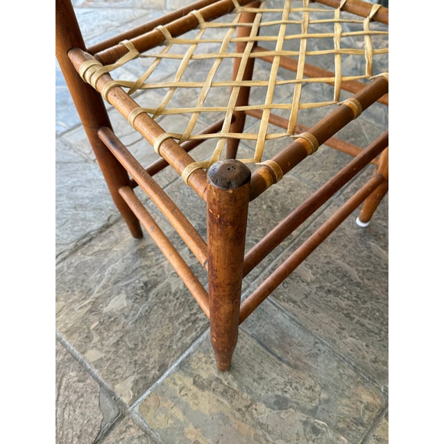 Mid 19th Century 19th Century Antique Ladderback + Rawhide Seat Side Chairs, Set of 2 For Sale - Image 5 of 12