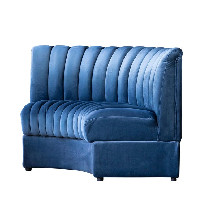 Not Yet Made - Made To Order Matthew Izzo Home Estelle Navy Velvet Curved Banquette Sofa For Sale - Image 5 of 6