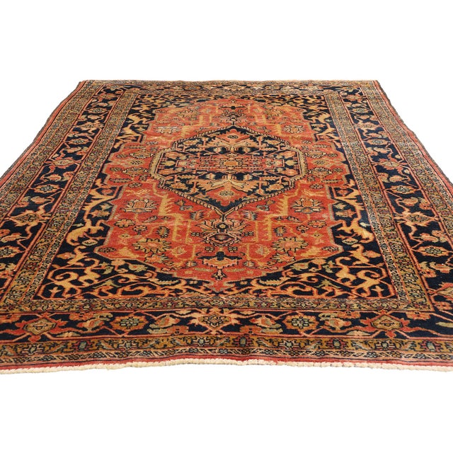 Spanish Revival Vintage Persian Heriz Rug, 05'04 X 08'03 For Sale - Image 3 of 9