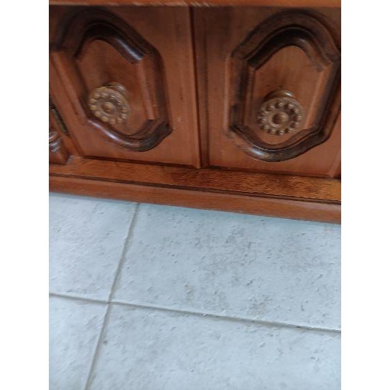 Traditional Vintage Wood Coffee Table Two Doors Medium Tone Traditional Style For Sale - Image 3 of 7