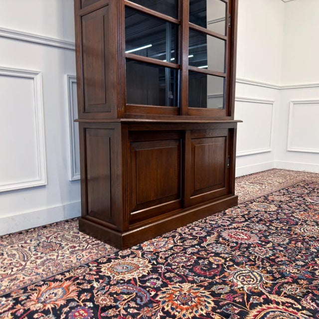 Classic English Bookcase with Glass Sliding Doors For Sale - Image 9 of 14