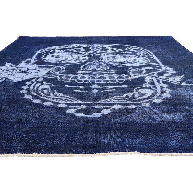 Contemporary Vintage Sugar Skull Overdyed Rug, 08'01 X 11'06 For Sale - Image 3 of 10