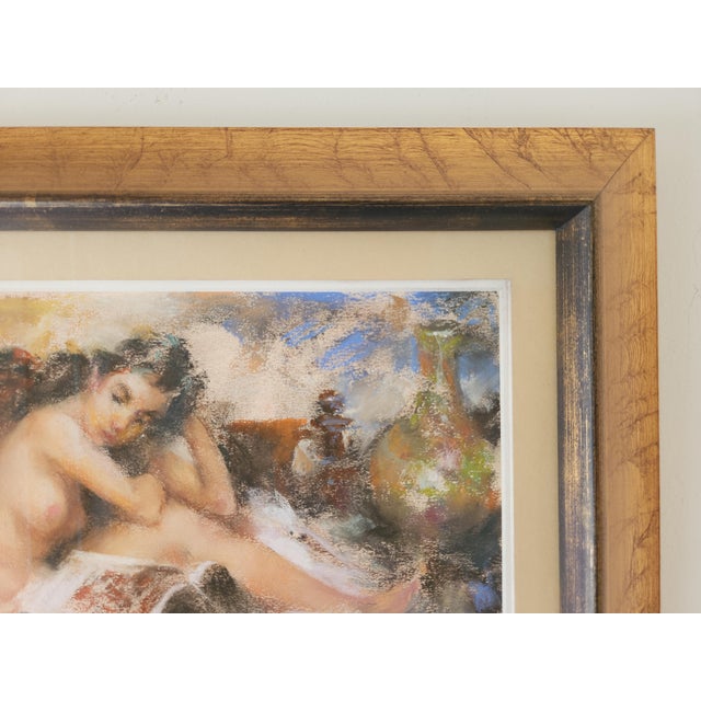 Paper Ramon Kelley Original Pastel Painting Nude Portrait of a Seated Woman For Sale - Image 7 of 12