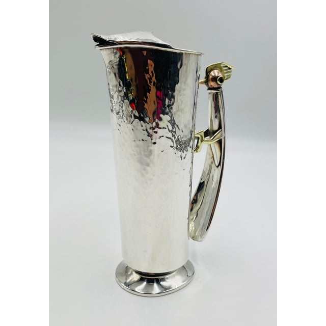 Los Castillo 1960s Los Castillo Silver-Plated Pitcher With Lapis Bird Handle, Taxco For Sale - Image 4 of 16