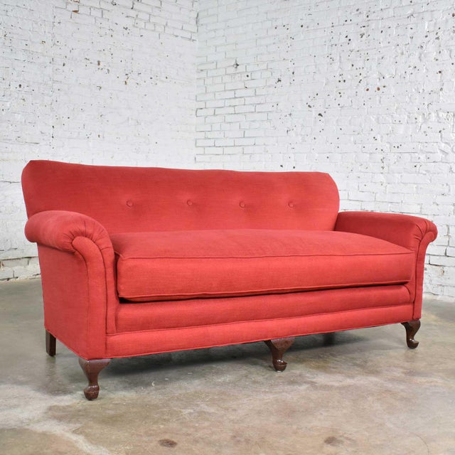 Red Smaller Size Lawson Sofa With Rolled Arms Down Bench Seat And