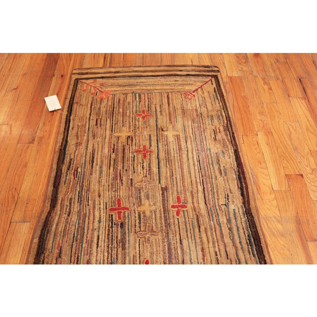 Nazmiyal Collection Antique American Folklore Hooked Rug For Sale - Image 4 of 11