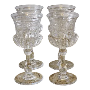 Late 19th Century Thomas Webb Rock Crystal Claret Wine Glasses- Set of 4