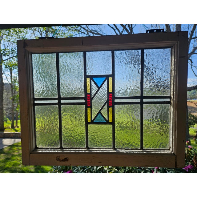 Antique New Orleans French Quater Stain Glass Window For Sale - Image 16 of 17