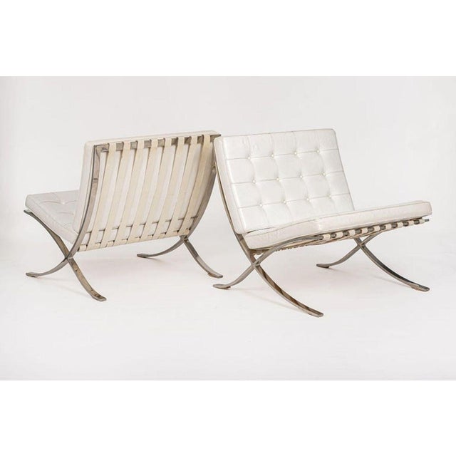 Mid Century White Barcelona Chairs by Mies Van Der Rohe for Knoll, 1970s For Sale - Image 14 of 17