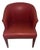 Vintage Mid-Century Modern Genuine Red Leather Barrel-Back Tub Chair With Inlay Legs For Sale