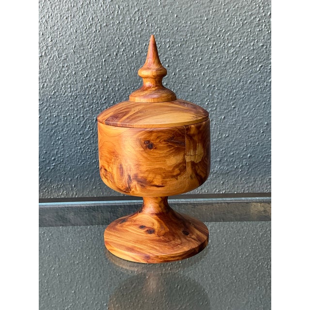 Brown Vintage Turned Wood Lidded Box For Sale - Image 8 of 12
