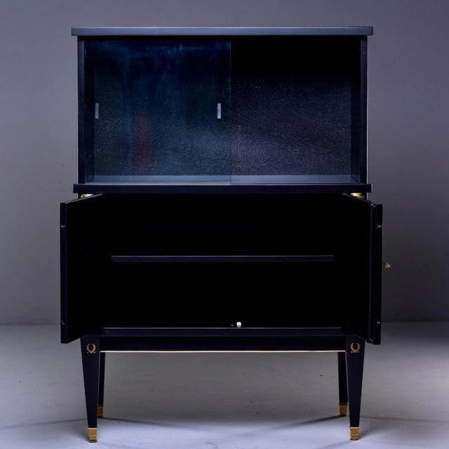 Metal Early 20th Century French Vitrine or Dry Bar With Ebonized Finish and Brass Trim For Sale - Image 7 of 13