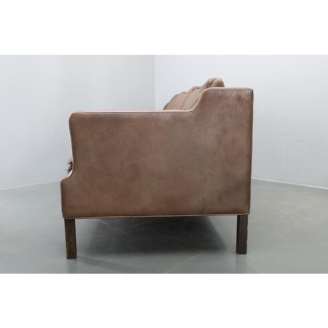 Mid-Century Danish Three-Seat Brown Leather Sofa, 1970s For Sale - Image 18 of 18