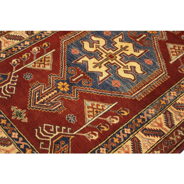 Tribal Super Kazak Rust/Tan Wool Rug - 4'0'' X 5'5'' For Sale - Image 4 of 10