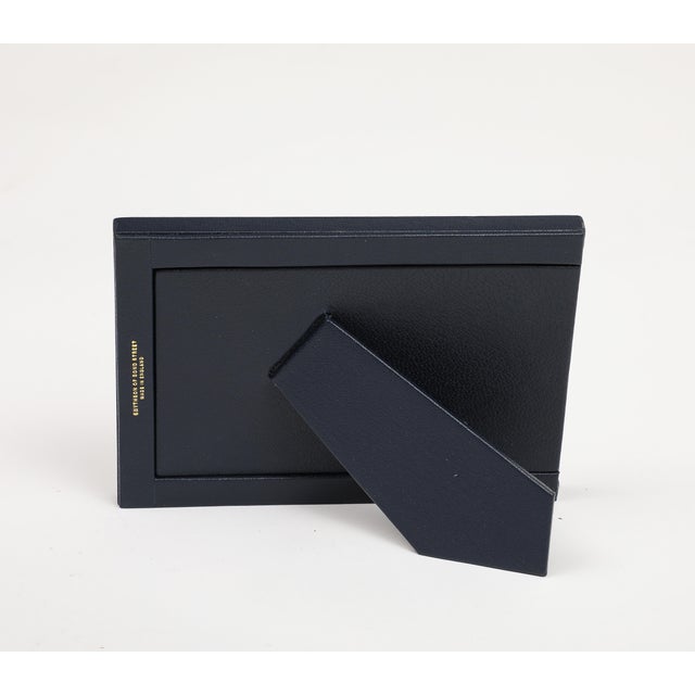 Navy Blue Vintage Smythson of Bond Street English Leather Picture Frame For Sale - Image 8 of 10