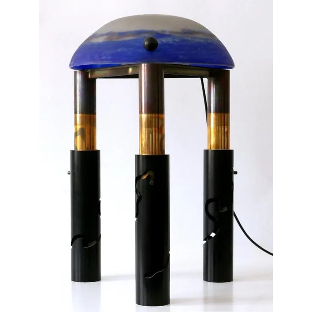 Postmodern Monumental & Adjustable Solid Brass and Glass Table or Floor Lamp, 1980s For Sale - Image 3 of 18